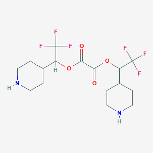 molecular formula C16H22F6N2O4 B12453902 Bis[2,2,2-trifluoro-1-(piperidin-4-yl)ethyl] oxalate 