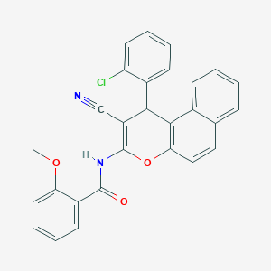 molecular formula C28H19ClN2O3 B12454082 N-[1-(2-chlorophenyl)-2-cyano-1H-benzo[f]chromen-3-yl]-2-methoxybenzamide 