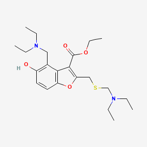 molecular formula C22H34N2O4S B12454084 Ethyl 4-[(diethylamino)methyl]-2-({[(diethylamino)methyl]sulfanyl}methyl)-5-hydroxy-1-benzofuran-3-carboxylate 