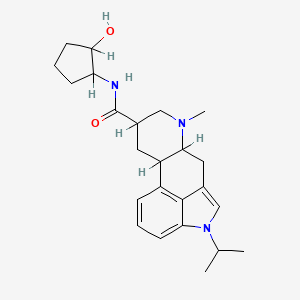 molecular formula C24H33N3O2 B1245409 N-(2-hydroxycyclopentyl)-7-methyl-4-propan-2-yl-6,6a,8,9,10,10a-hexahydroindolo[4,3-fg]quinoline-9-carboxamide 