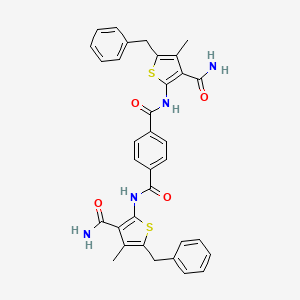 molecular formula C34H30N4O4S2 B12454090 N,N'-bis(5-benzyl-3-carbamoyl-4-methylthiophen-2-yl)benzene-1,4-dicarboxamide 