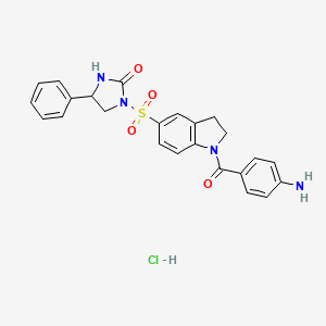 1H-Indole, 1-(4-aminobenzoyl)-2,3-dihydro-5-((2-oxo-4-phenyl-1-imidazolidinyl)sulfonyl)-, monohydrochloride