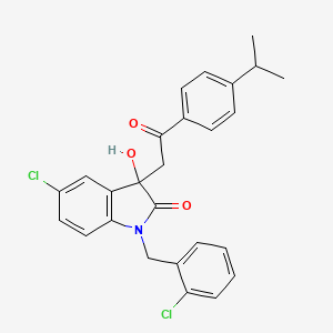 molecular formula C26H23Cl2NO3 B12454137 5-chloro-1-(2-chlorobenzyl)-3-hydroxy-3-{2-oxo-2-[4-(propan-2-yl)phenyl]ethyl}-1,3-dihydro-2H-indol-2-one 