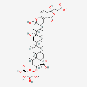 11-[(2R,3R,4S,5S,6S)-6-carboxy-4,5-dihydroxy-3-methoxyoxan-2-yl]oxy-32-hydroxy-22,26-bis(hydroxymethyl)-32-(3-methoxy-3-oxopropyl)-2,6,10,13,14,17,18,39-octamethyl-34-oxo-27,33-dioxadecacyclo[20.19.0.02,19.05,18.06,15.09,14.023,39.026,38.028,36.031,35]hentetraconta-28(36),29,31(35)-triene-10-carboxylic acid