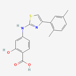 molecular formula C18H16N2O3S B12454178 4-{[4-(2,5-Dimethylphenyl)-1,3-thiazol-2-yl]amino}-2-hydroxybenzoic acid 