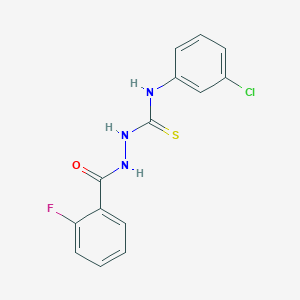 molecular formula C14H11ClFN3OS B12454213 N-(3-chlorophenyl)-2-[(2-fluorophenyl)carbonyl]hydrazinecarbothioamide 