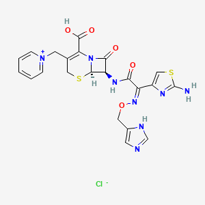 7-(2-(2-Aminothiazol-4-yl)-2-(1H-imidazol-4-yl)methoxyiminoacetamido)-3-((1-pyridinio)methyl)-8-oxo-5-thia-1-azabicyclo(4.2.0)oct-2-ene-2-carboxylate hcl