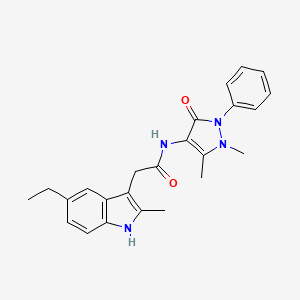 molecular formula C24H26N4O2 B12454231 N-(1,5-dimethyl-3-oxo-2-phenylpyrazol-4-yl)-2-(5-ethyl-2-methyl-1H-indol-3-yl)acetamide 
