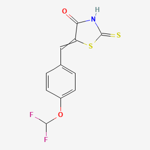 molecular formula C11H7F2NO2S2 B12454256 (E)-5-(4-(Difluoromethoxy)benzylidene)-2-mercaptothiazol-4(5H)-one 