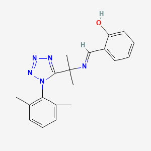 molecular formula C19H21N5O B12454271 2-[(E)-({2-[1-(2,6-dimethylphenyl)-1H-tetrazol-5-yl]propan-2-yl}imino)methyl]phenol 