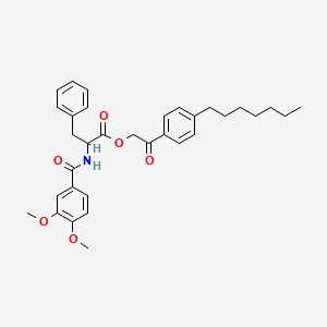 molecular formula C33H39NO6 B12454337 2-(4-heptylphenyl)-2-oxoethyl N-[(3,4-dimethoxyphenyl)carbonyl]phenylalaninate 