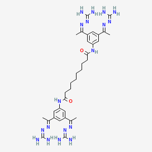 molecular formula C34H52N18O2 B1245435 N,N'-bis[3-[(E)-N-(diaminomethylideneamino)-C-methylcarbonimidoyl]-5-[(Z)-N-(diaminomethylideneamino)-C-methylcarbonimidoyl]phenyl]decanediamide 