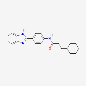 molecular formula C22H25N3O B12454389 N-[4-(1H-benzimidazol-2-yl)phenyl]-3-cyclohexylpropanamide 