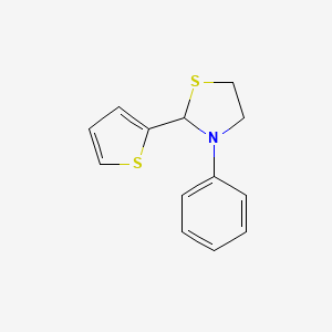 molecular formula C13H13NS2 B12454405 Thiazolidine, 3-phenyl-2-(2-thienyl)- 