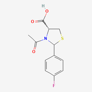 molecular formula C12H12FNO3S B12454435 (4R)-3-acetyl-2-(4-fluorophenyl)-1,3-thiazolidine-4-carboxylic acid 