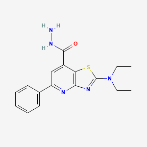 molecular formula C17H19N5OS B12454467 2-Diethylamino-5-phenylthiazolo-[4,5-b]-pyridine-7-carbohydrazide 