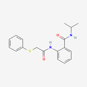 molecular formula C18H20N2O2S B12454484 2-{[(phenylsulfanyl)acetyl]amino}-N-(propan-2-yl)benzamide 