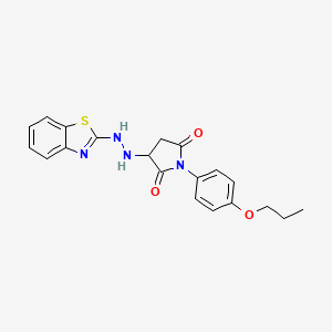 molecular formula C20H20N4O3S B12454486 3-[2-(1,3-Benzothiazol-2-yl)hydrazinyl]-1-(4-propoxyphenyl)pyrrolidine-2,5-dione 