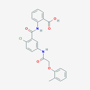 molecular formula C23H19ClN2O5 B12454526 2-{[(2-Chloro-5-{[(2-methylphenoxy)acetyl]amino}phenyl)carbonyl]amino}benzoic acid 