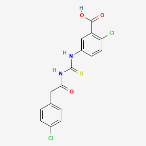 molecular formula C16H12Cl2N2O3S B12454537 2-Chloro-5-({[(4-chlorophenyl)acetyl]carbamothioyl}amino)benzoic acid 