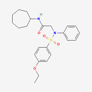 molecular formula C23H30N2O4S B12454549 N-cycloheptyl-N~2~-[(4-ethoxyphenyl)sulfonyl]-N~2~-phenylglycinamide 