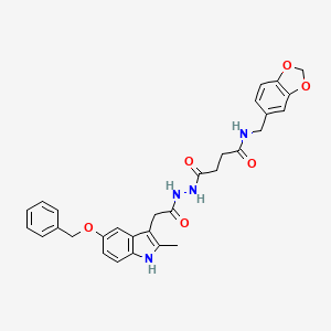 molecular formula C30H30N4O6 B12454553 N-(1,3-benzodioxol-5-ylmethyl)-4-(2-{[5-(benzyloxy)-2-methyl-1H-indol-3-yl]acetyl}hydrazinyl)-4-oxobutanamide 