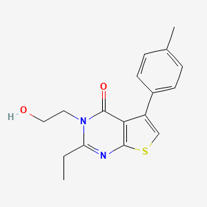 molecular formula C17H18N2O2S B12454672 2-ethyl-3-(2-hydroxyethyl)-5-(4-methylphenyl)thieno[2,3-d]pyrimidin-4(3H)-one 