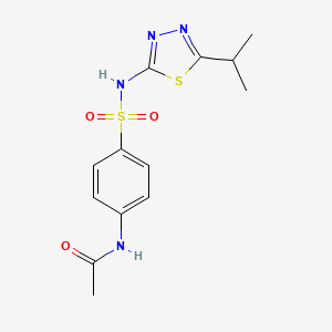 molecular formula C13H16N4O3S2 B12454685 N-[4-(5-Isopropyl-[1,3,4]thiadiazol-2-ylsulfamoyl)-phenyl]-acetamide 