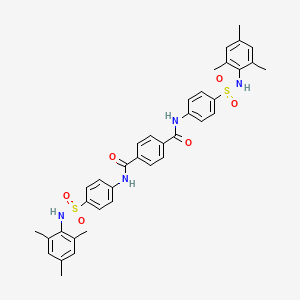 molecular formula C38H38N4O6S2 B12454697 N,N'-bis{4-[(2,4,6-trimethylphenyl)sulfamoyl]phenyl}benzene-1,4-dicarboxamide 