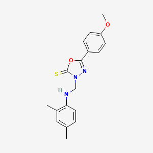molecular formula C18H19N3O2S B12454716 3-{[(2,4-dimethylphenyl)amino]methyl}-5-(4-methoxyphenyl)-1,3,4-oxadiazole-2(3H)-thione 