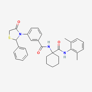 molecular formula C31H33N3O3S B12454746 N-{1-[(2,6-dimethylphenyl)carbamoyl]cyclohexyl}-3-(4-oxo-2-phenyl-1,3-thiazolidin-3-yl)benzamide 