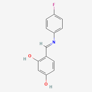 molecular formula C13H10FNO2 B12454763 4-[(E)-[(4-fluorophenyl)imino]methyl]benzene-1,3-diol 
