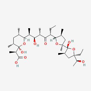molecular formula C34H60O10 B1245482 (2S)-2-[(2R,3R,5S,6S)-6-[(2S,3S,4S,6R)-6-[(2S,3S,5S)-5-[(2R,3R,5R)-5-ethyl-2-hydroxy-5-[(1S)-1-hydroxyethyl]-3-methyloxolan-2-yl]-3,5-dimethyloxolan-2-yl]-3-hydroxy-4-methyl-5-oxooctan-2-yl]-2-hydroxy-3,5-dimethyloxan-2-yl]propanoic acid 