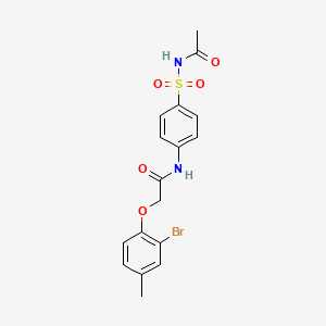 molecular formula C17H17BrN2O5S B12454850 N-[4-(acetylsulfamoyl)phenyl]-2-(2-bromo-4-methylphenoxy)acetamide 