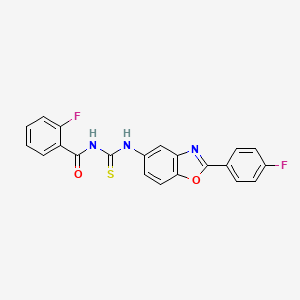 molecular formula C21H13F2N3O2S B12454856 2-fluoro-N-{[2-(4-fluorophenyl)-1,3-benzoxazol-5-yl]carbamothioyl}benzamide 