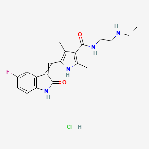 molecular formula C20H24ClFN4O2 B12454865 N-[2-(ethylamino)ethyl]-5-[(5-fluoro-2-oxo-1H-indol-3-ylidene)methyl]-2,4-dimethyl-1H-pyrrole-3-carboxamide hydrochloride 