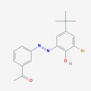 molecular formula C18H19BrN2O2 B12454889 1-{3-[(E)-(3-bromo-5-tert-butyl-2-hydroxyphenyl)diazenyl]phenyl}ethanone 