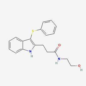 molecular formula C19H20N2O2S B12454915 N-(2-Hydroxyethyl)-3-[3-(phenylsulfanyl)-1H-indol-2-yl]propanamide 