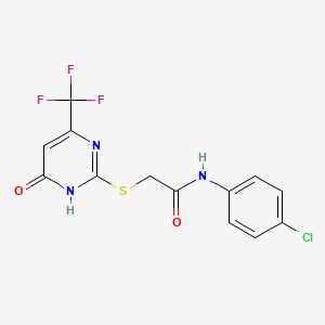 molecular formula C13H9ClF3N3O2S B12454968 N-(4-chlorophenyl)-2-{[6-oxo-4-(trifluoromethyl)-1,6-dihydropyrimidin-2-yl]sulfanyl}acetamide 