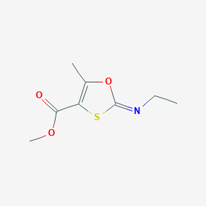 molecular formula C8H11NO3S B124550 1,3-Oxathiole-4-carboxylicacid,2-(ethylimino)-5-methyl-,methylester(9CI) CAS No. 145627-53-8