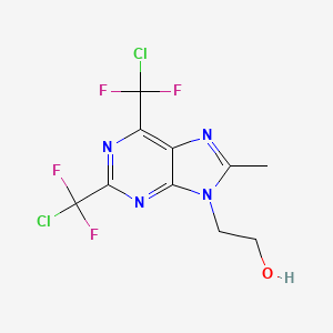 molecular formula C10H8Cl2F4N4O B12455028 2-(2,6-Bis(chlorodifluoromethyl)-8-methyl-9H-purin-9-yl)ethanol 