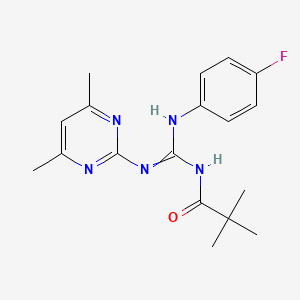 molecular formula C18H22FN5O B12455052 N-[N'-(4,6-dimethylpyrimidin-2-yl)-N-(4-fluorophenyl)carbamimidoyl]-2,2-dimethylpropanamide 