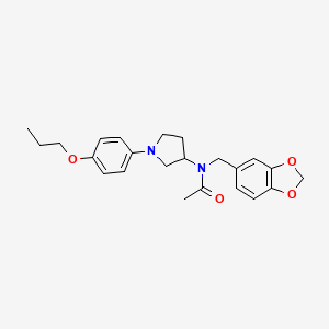 molecular formula C23H28N2O4 B12455091 N-(1,3-benzodioxol-5-ylmethyl)-N-[1-(4-propoxyphenyl)pyrrolidin-3-yl]acetamide 