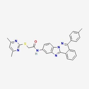molecular formula C29H24N6OS B12455098 2-[(4,6-dimethylpyrimidin-2-yl)sulfanyl]-N-[5-(4-methylphenyl)benzimidazo[2,1-a]phthalazin-10-yl]acetamide 