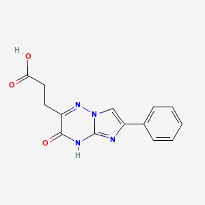 molecular formula C14H12N4O3 B12455113 3-(3-Oxo-6-phenyl-3,4-dihydroimidazo[1,2-b][1,2,4]triazin-2-yl)propanoic acid 