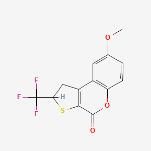 molecular formula C13H9F3O3S B12455147 8-methoxy-2-(trifluoromethyl)-1,2-dihydro-4H-thieno[2,3-c]chromen-4-one 