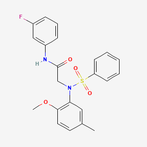 molecular formula C22H21FN2O4S B12455156 N-(3-fluorophenyl)-N~2~-(2-methoxy-5-methylphenyl)-N~2~-(phenylsulfonyl)glycinamide 