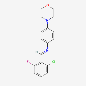 molecular formula C17H16ClFN2O B12455195 N-[(E)-(2-chloro-6-fluorophenyl)methylidene]-4-(morpholin-4-yl)aniline 