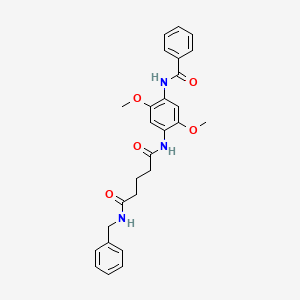 molecular formula C27H29N3O5 B12455252 N-benzyl-N'-{2,5-dimethoxy-4-[(phenylcarbonyl)amino]phenyl}pentanediamide 