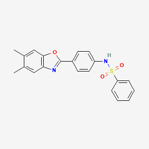 molecular formula C21H18N2O3S B12455289 N-[4-(5,6-dimethyl-1,3-benzoxazol-2-yl)phenyl]benzenesulfonamide 